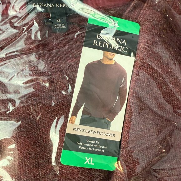 Banana Republic Men’s Soft Brush Waffle Knit Crew Pullover Red XL NWT - Picture 10 of 10